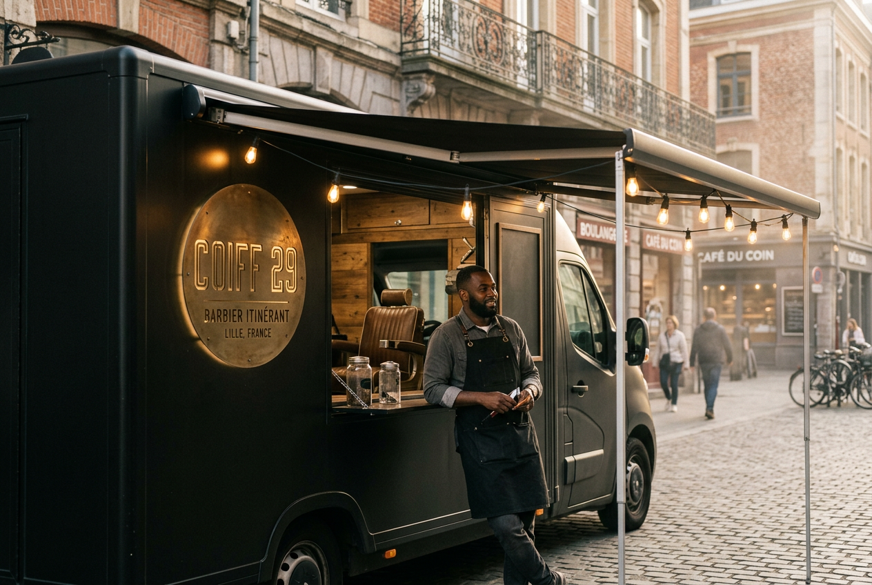 Le truck barbier Coiff 29 dans les rues de Lille